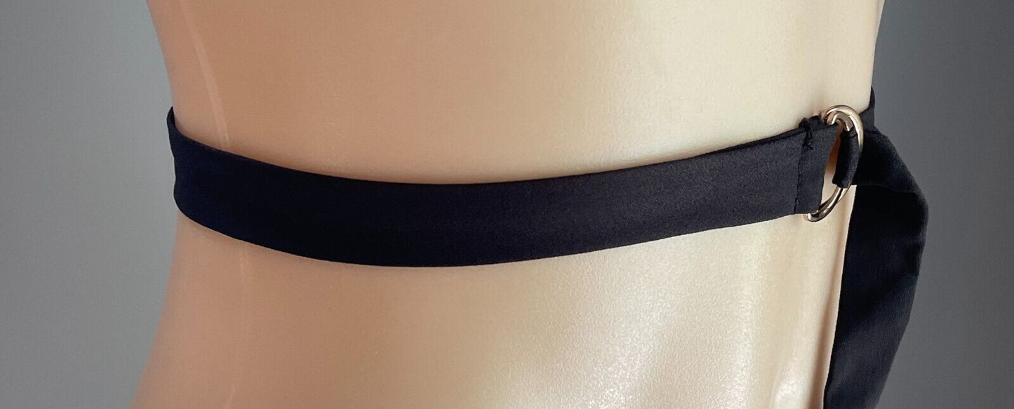 Belt Black Fabric Waist 2cm Wide Double D Rings 113cm Long