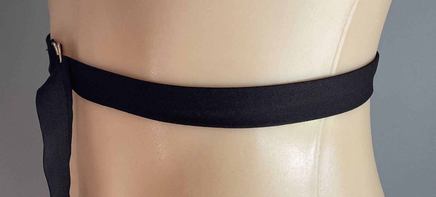 Belt Black Fabric Waist 2cm Wide Double D Rings 113cm Long