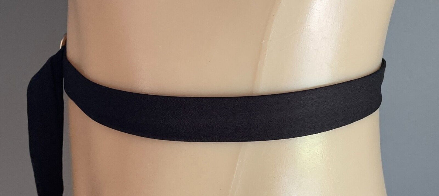 Belt Black Fabric Waist 2cm Wide Double D Rings 113cm Long