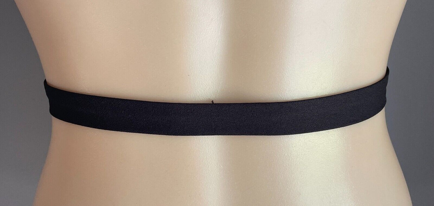 Belt Black Fabric Waist 2cm Wide Double D Rings 113cm Long