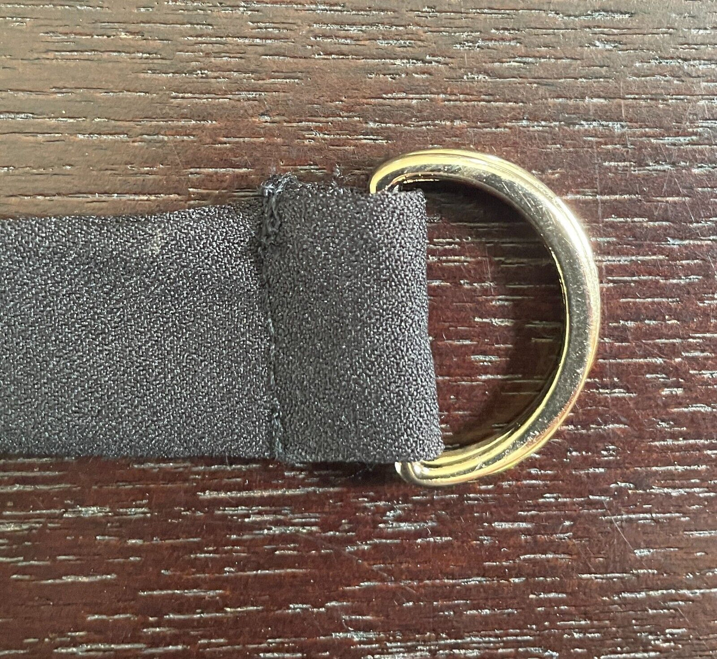 Belt Black Fabric Waist 2cm Wide Double D Rings 113cm Long