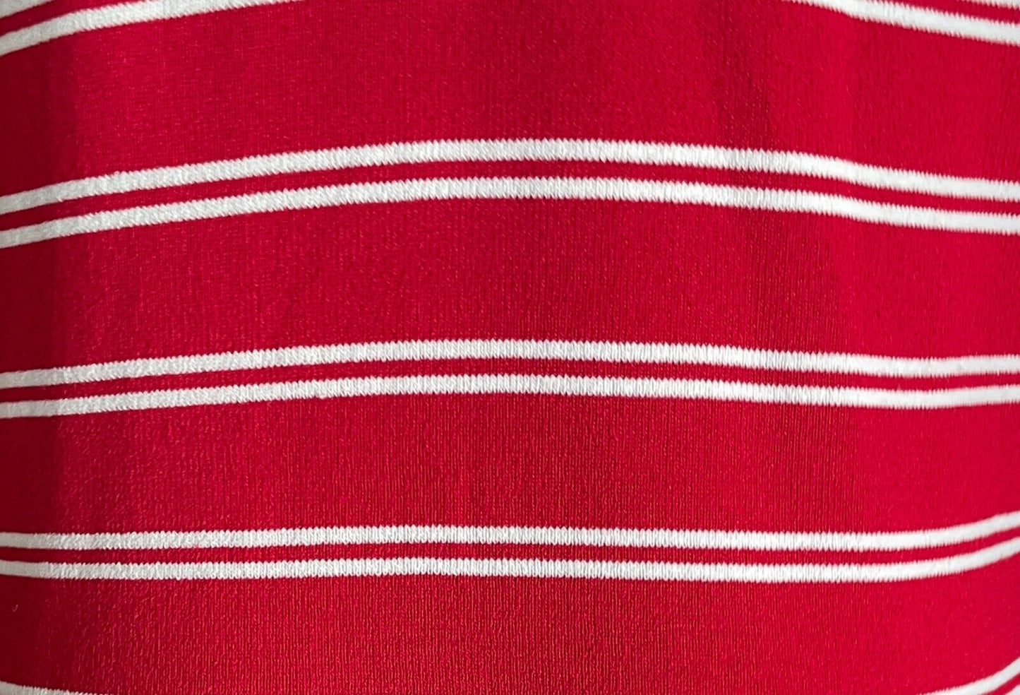 NONI Knit Top Red White Stripe Short Sleeves Size XL 3 Button Stretch Fabric