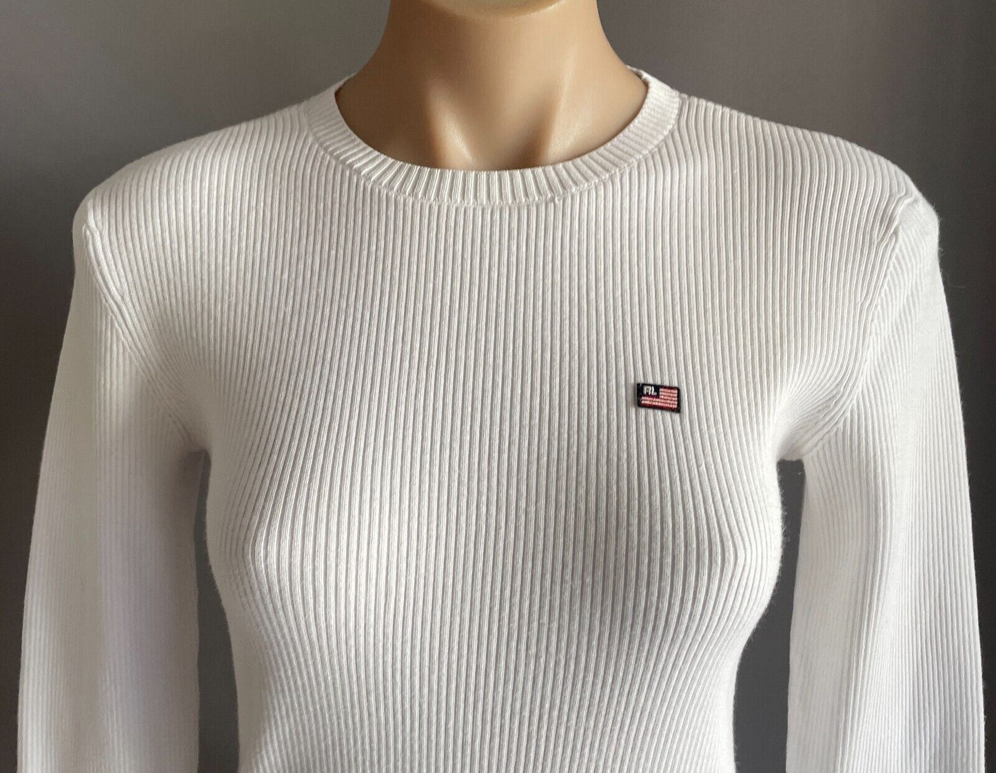 POLO JEANS COMPANY Ralph Lauren Jumper White Sweater Sze M Ribbed Cotton Vintage