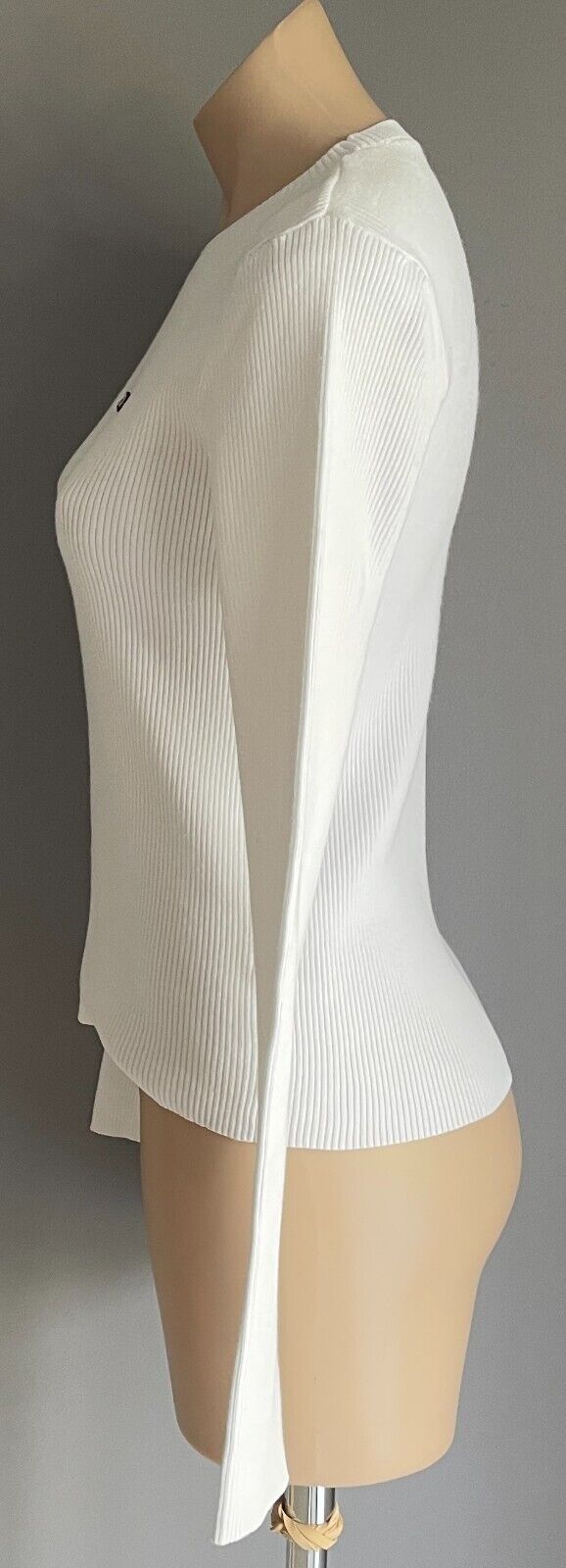 POLO JEANS COMPANY Ralph Lauren Jumper White Sweater Sze M Ribbed Cotton Vintage