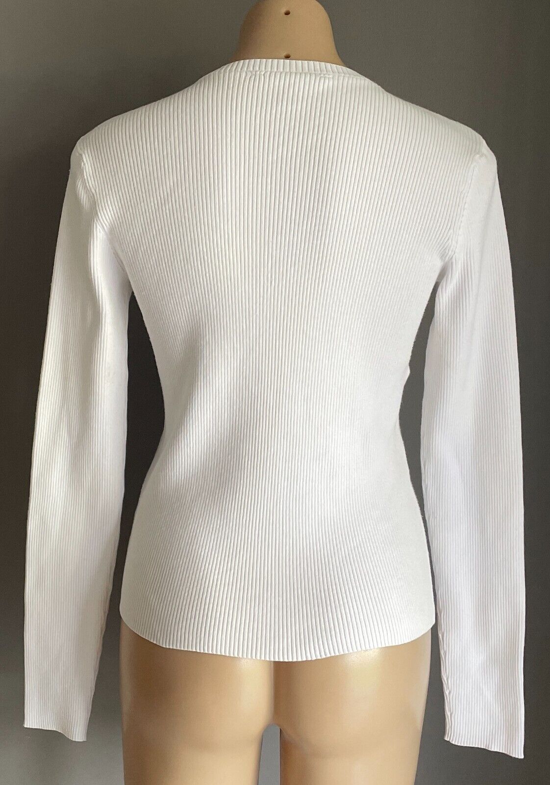 POLO JEANS COMPANY Ralph Lauren Jumper White Sweater Sze M Ribbed Cotton Vintage