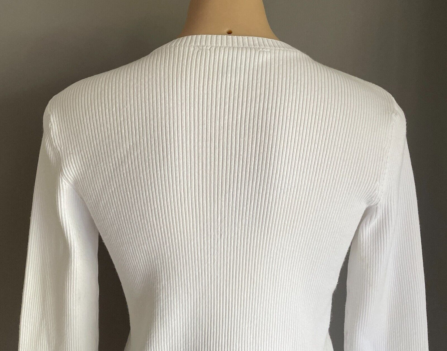 POLO JEANS COMPANY Ralph Lauren Jumper White Sweater Sze M Ribbed Cotton Vintage