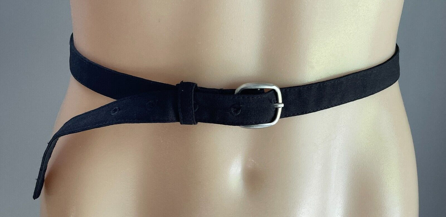 Belt Black Fabric 2cm Wide Adjustable Size 16 To Fit Waist 90 - 100cm