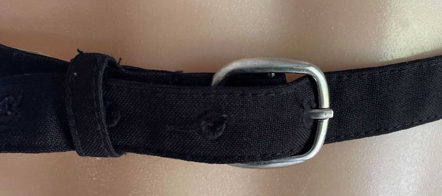 Belt Black Fabric 2cm Wide Adjustable Size 16 To Fit Waist 90 - 100cm