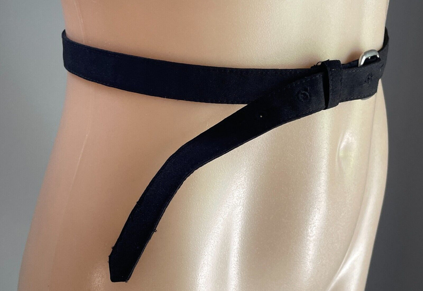 Belt Black Fabric 2cm Wide Adjustable Size 16 To Fit Waist 90 - 100cm