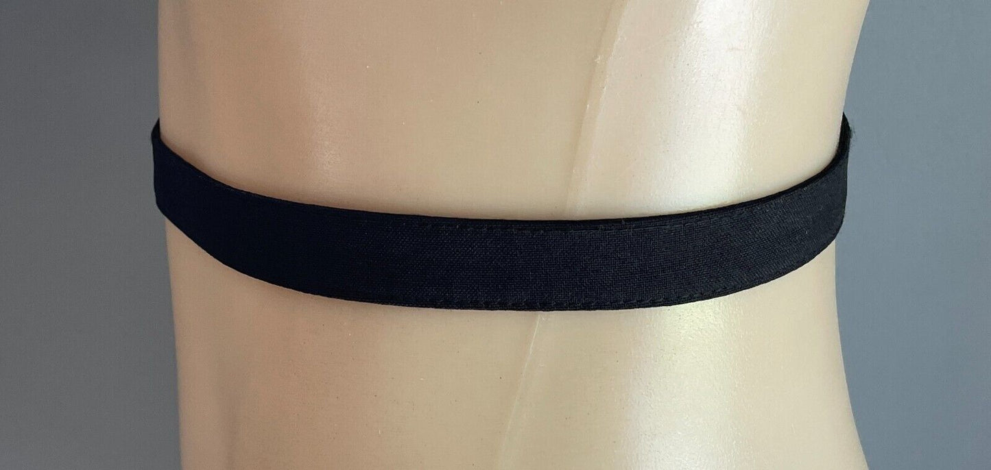 Belt Black Fabric 2cm Wide Adjustable Size 16 To Fit Waist 90 - 100cm