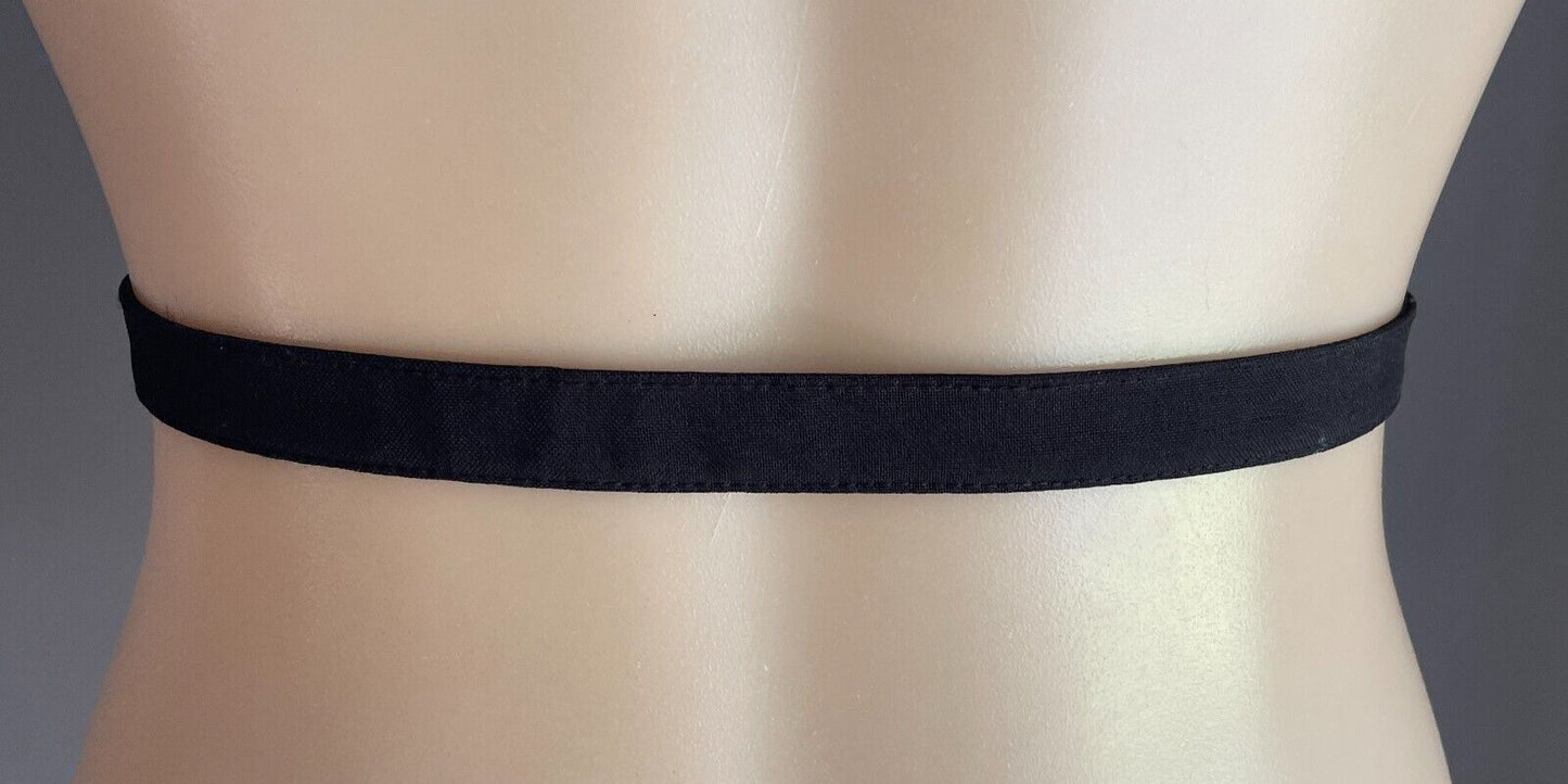 Belt Black Fabric 2cm Wide Adjustable Size 16 To Fit Waist 90 - 100cm