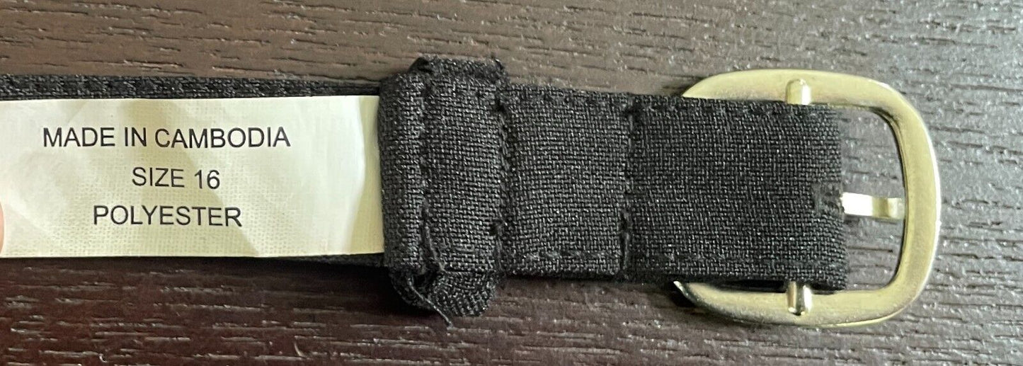 Belt Black Fabric 2cm Wide Adjustable Size 16 To Fit Waist 90 - 100cm