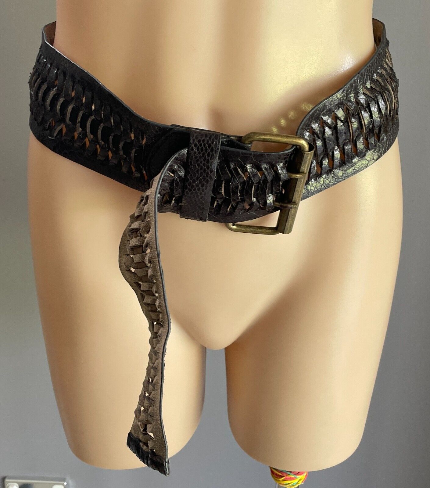 FIORELLI Belt Black Pleather Snake Look 6cm Wide S M Length of Belt 107cm