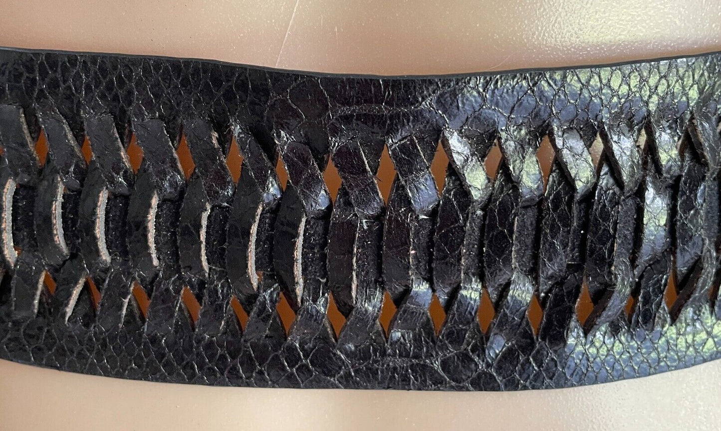 FIORELLI Belt Black Pleather Snake Look 6cm Wide S M Length of Belt 107cm
