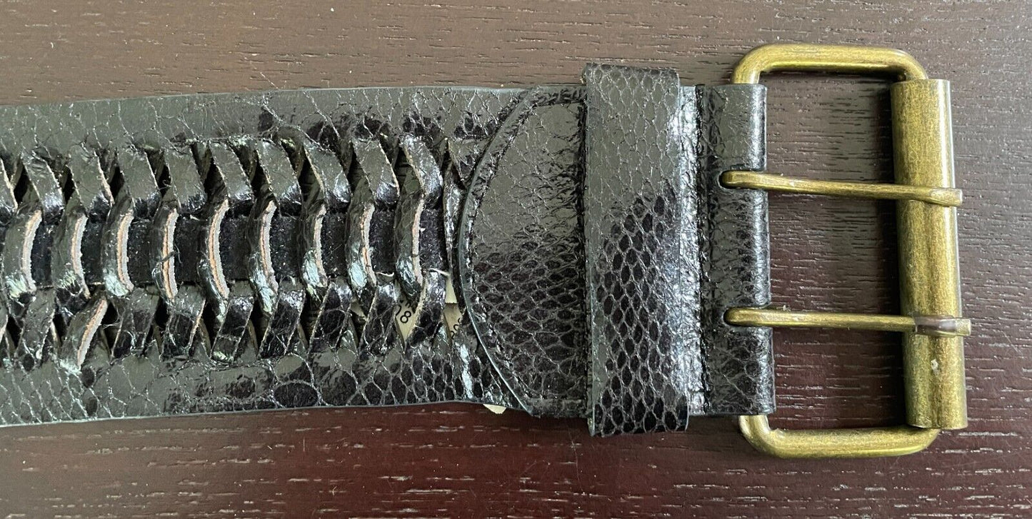 FIORELLI Belt Black Pleather Snake Look 6cm Wide S M Length of Belt 107cm