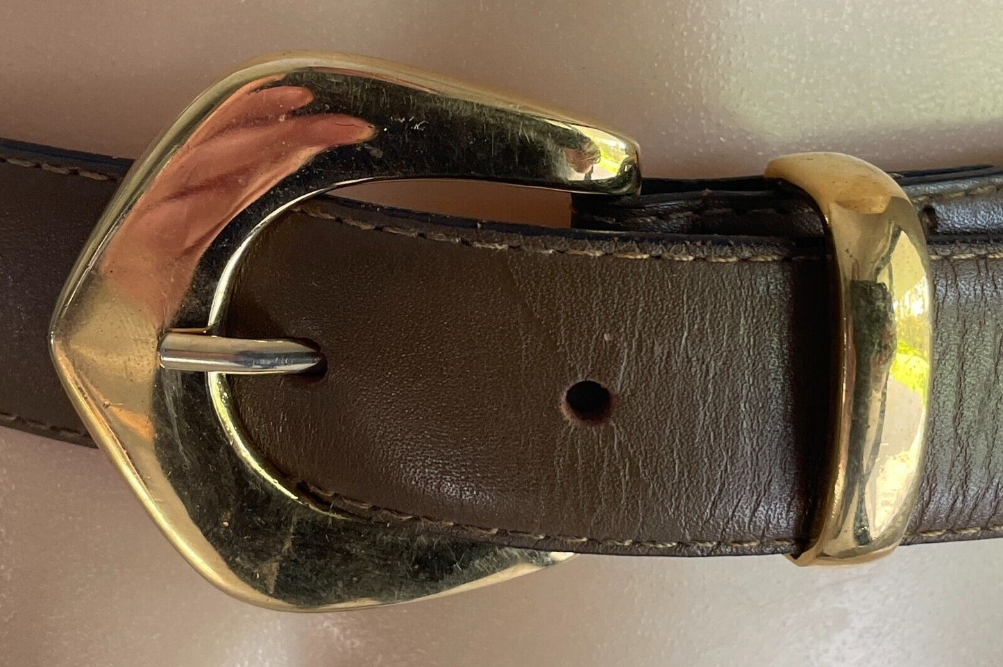 BUTLER'S BELTS Khaki Brown 3cm Wide Leather Belt Size 30 Waist 70 80cm Vintage