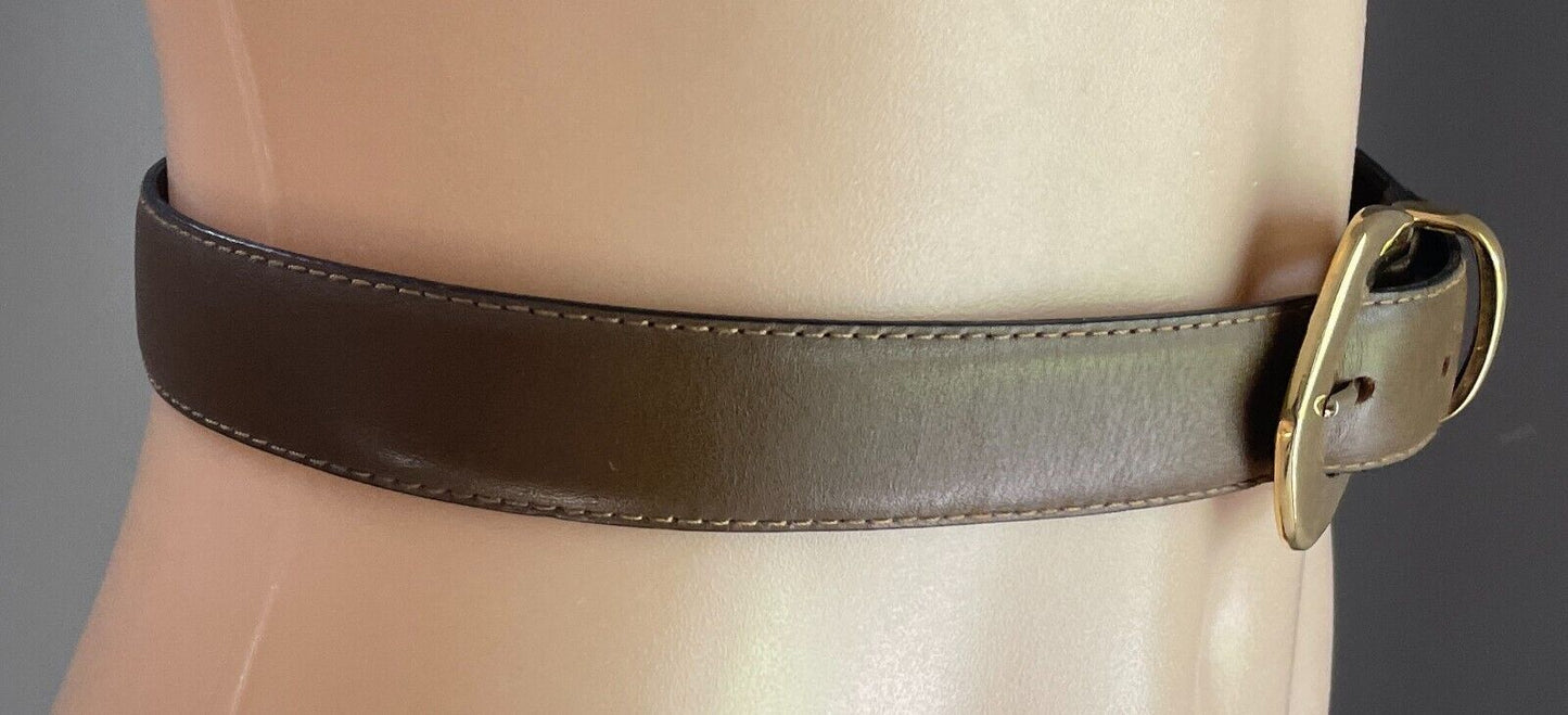 BUTLER'S BELTS Khaki Brown 3cm Wide Leather Belt Size 30 Waist 70 80cm Vintage