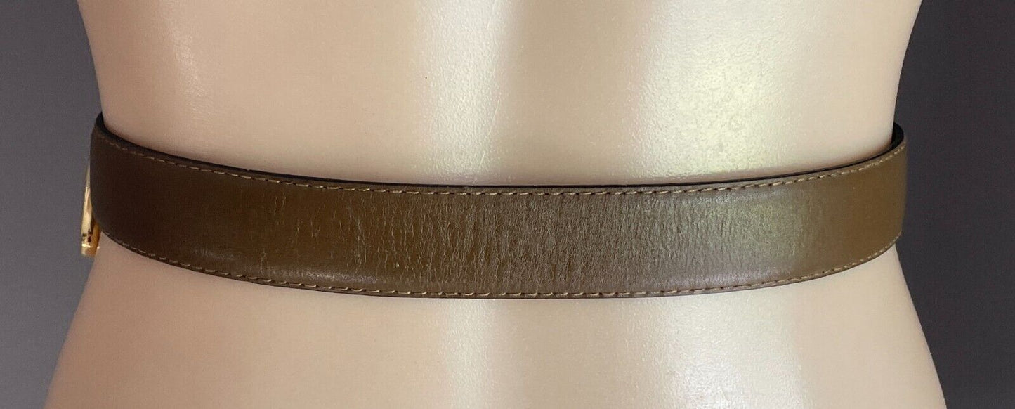 BUTLER'S BELTS Khaki Brown 3cm Wide Leather Belt Size 30 Waist 70 80cm Vintage