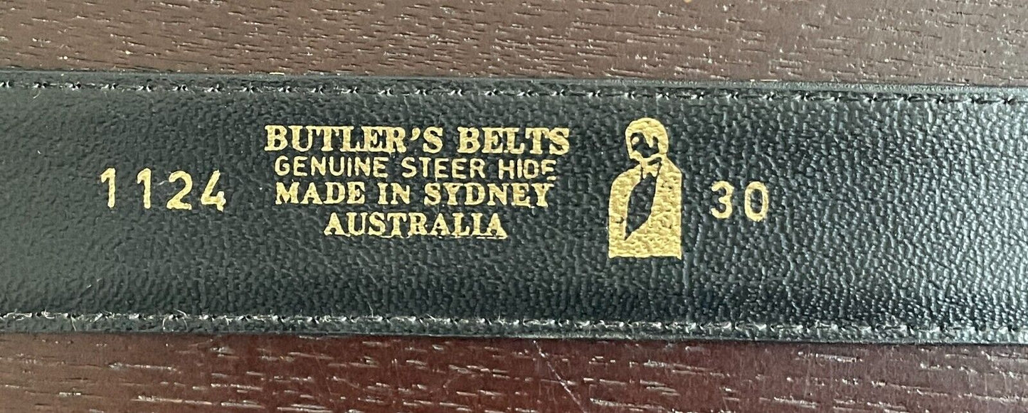 BUTLER'S BELTS Khaki Brown 3cm Wide Leather Belt Size 30 Waist 70 80cm Vintage