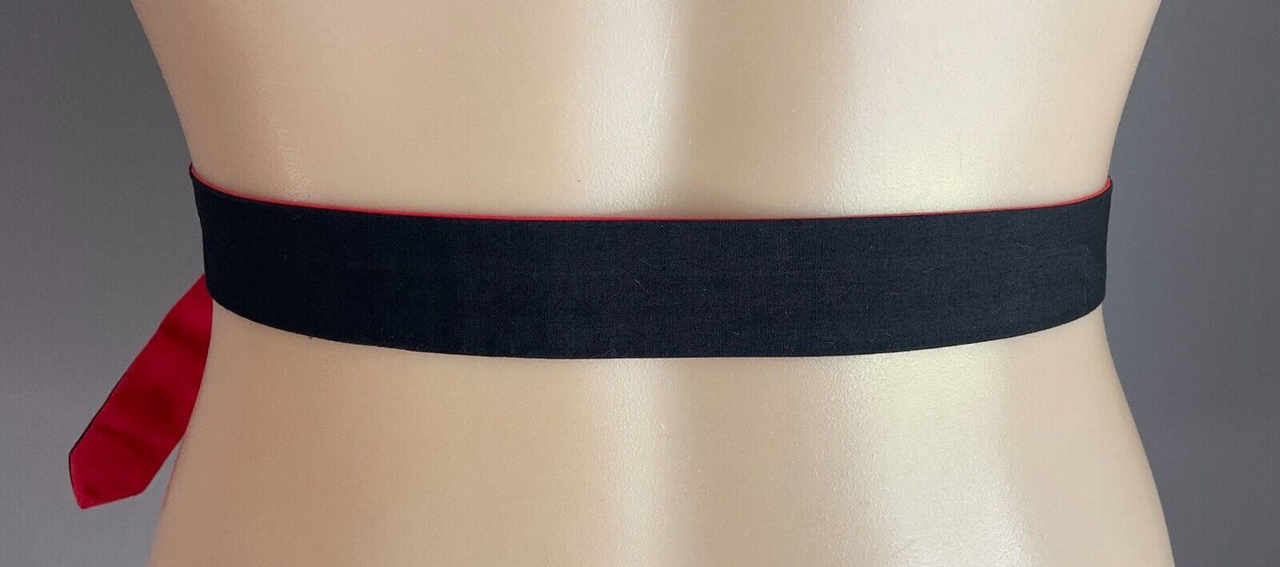 Reversible Black and Red Fabric Waist Tie Belt/Sash 3cm Wide x 106.5cm Long