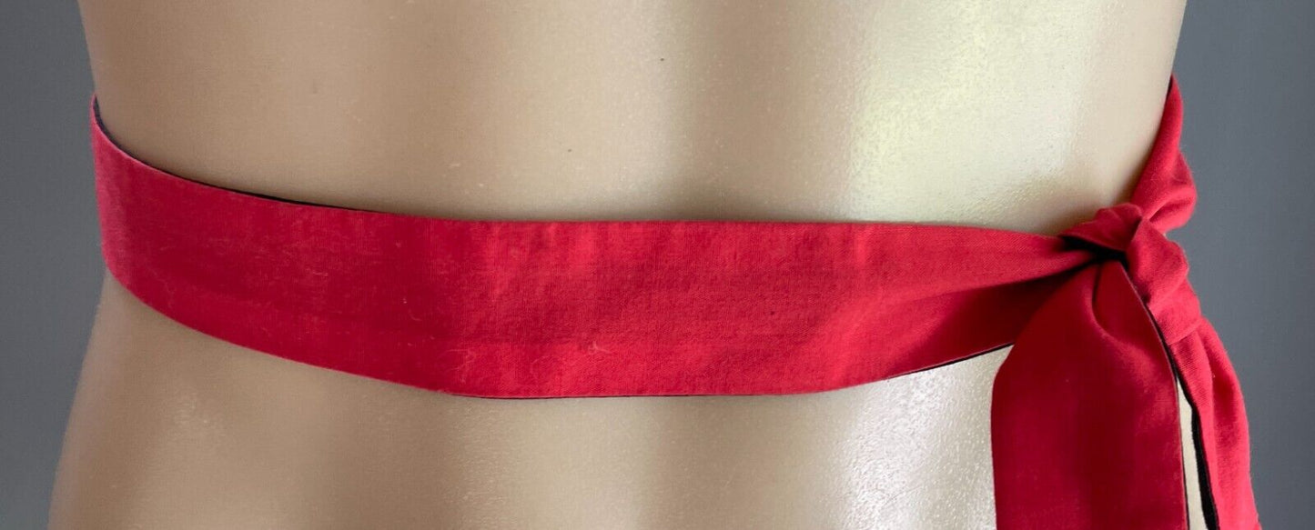 Reversible Black and Red Fabric Waist Tie Belt/Sash 3cm Wide x 106.5cm Long