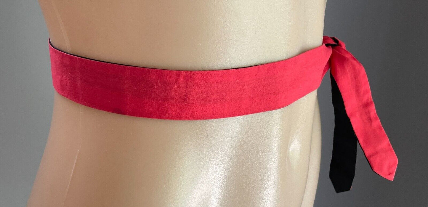Reversible Black and Red Fabric Waist Tie Belt/Sash 3cm Wide x 106.5cm Long
