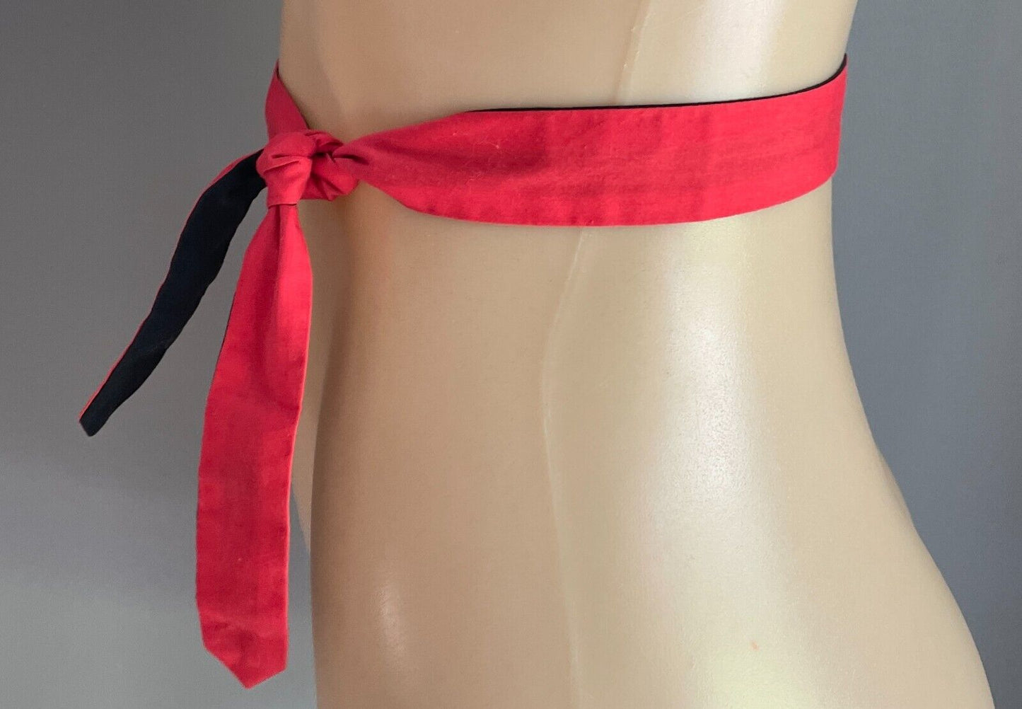 Reversible Black and Red Fabric Waist Tie Belt/Sash 3cm Wide x 106.5cm Long