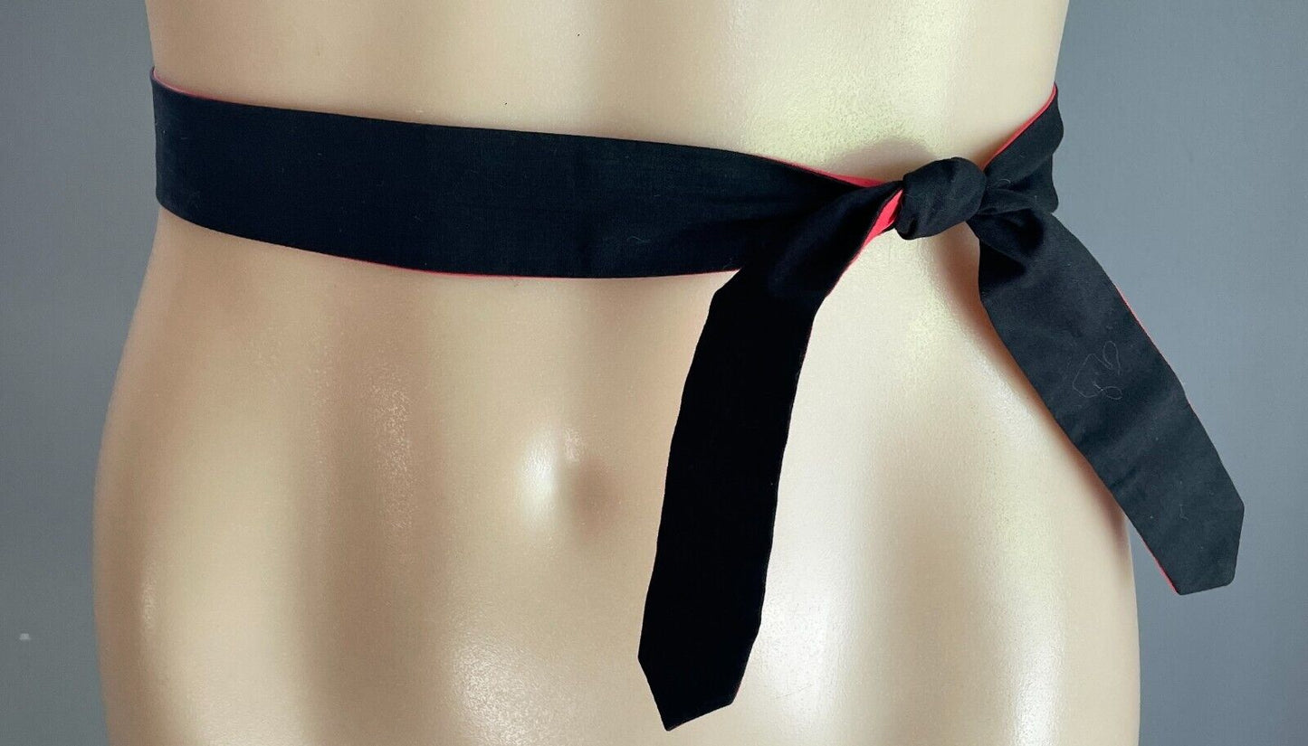Reversible Black and Red Fabric Waist Tie Belt/Sash 3cm Wide x 106.5cm Long