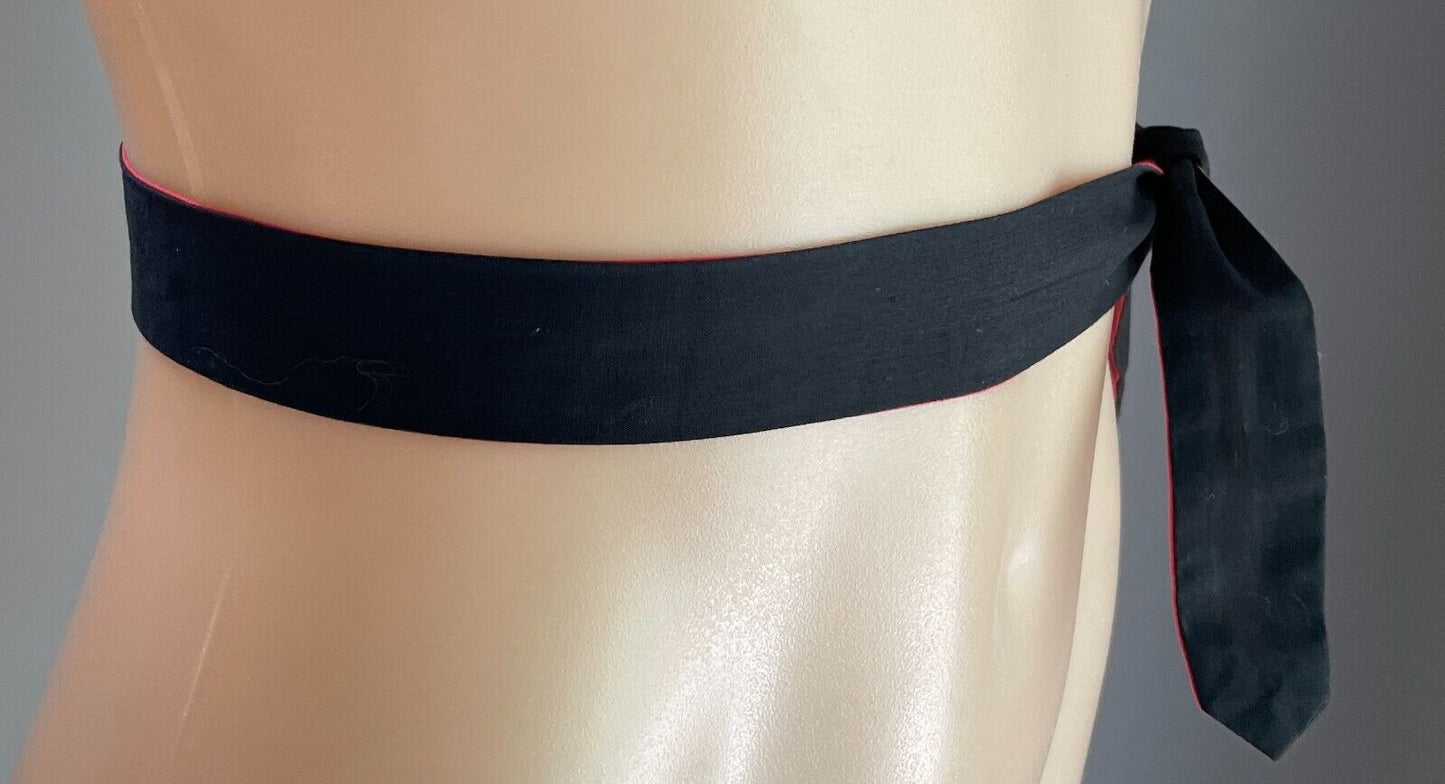 Reversible Black and Red Fabric Waist Tie Belt/Sash 3cm Wide x 106.5cm Long