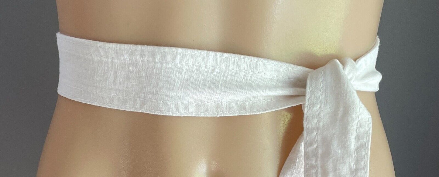 BELT White Fabric Cotton Waist Tie Sash 5cm Wide x 150cm Long Double Stitch