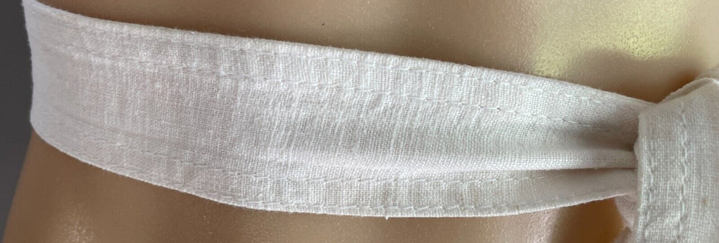 BELT White Fabric Cotton Waist Tie Sash 5cm Wide x 150cm Long Double Stitch