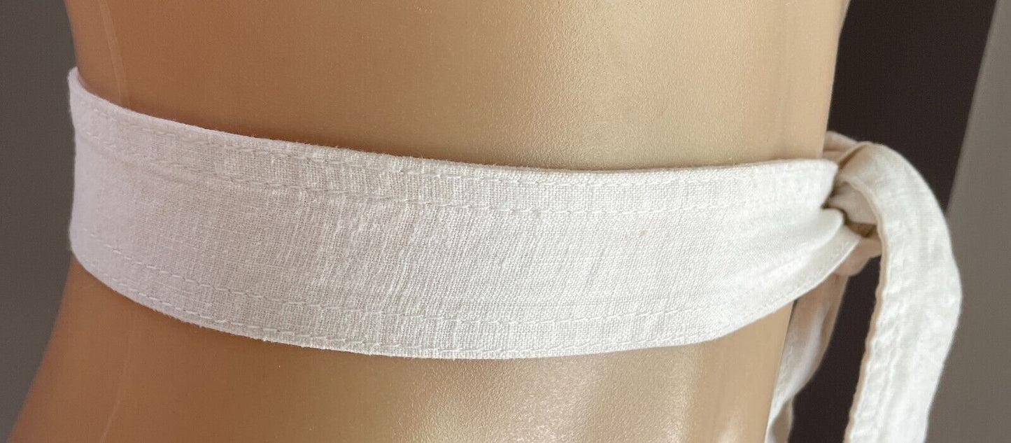 BELT White Fabric Cotton Waist Tie Sash 5cm Wide x 150cm Long Double Stitch
