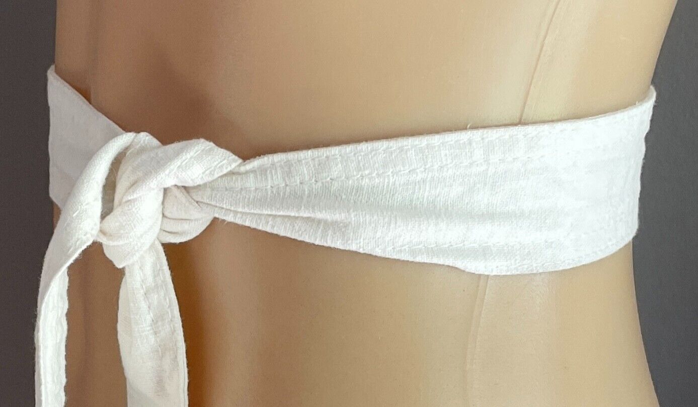 BELT White Fabric Cotton Waist Tie Sash 5cm Wide x 150cm Long Double Stitch