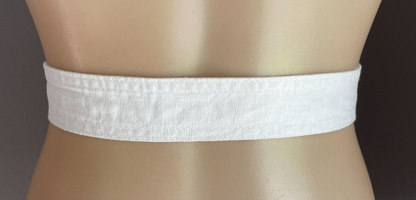 BELT White Fabric Cotton Waist Tie Sash 5cm Wide x 150cm Long Double Stitch