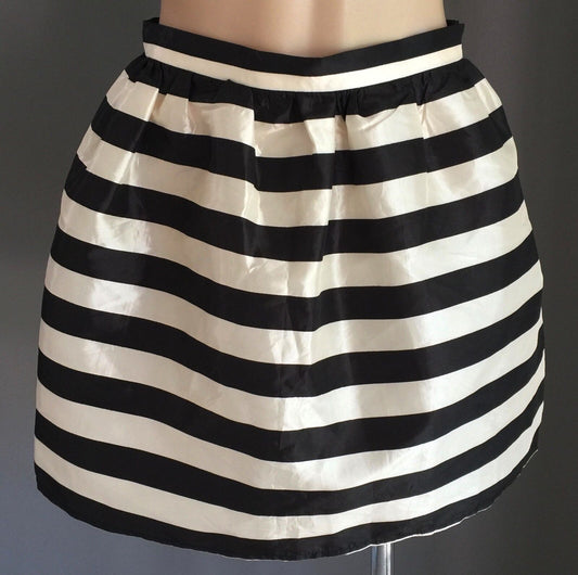KEDS Full Mini Skirt Black & Ivory Stripe Pouf Pleated Ladies Size M  10