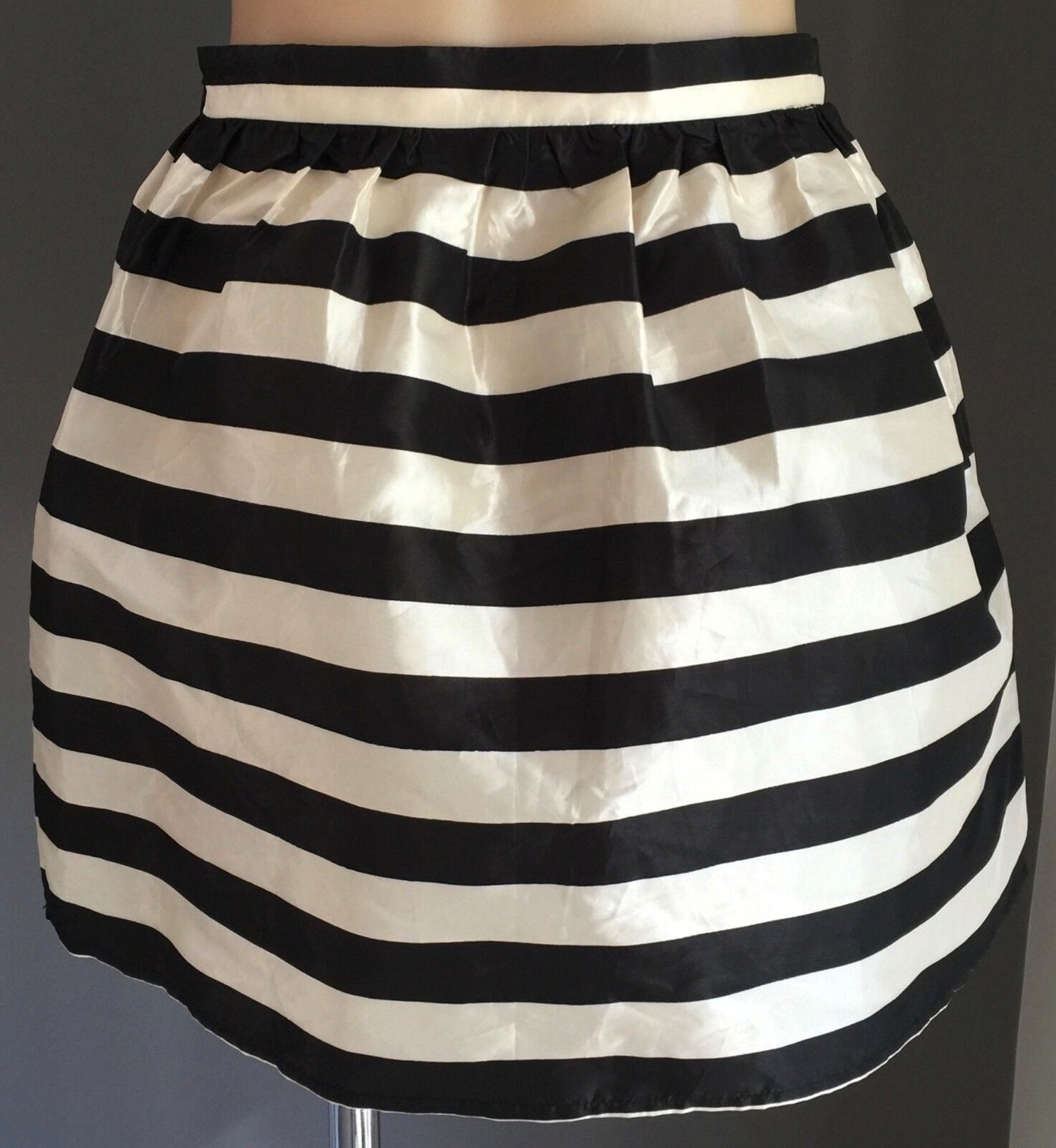 KEDS Full Mini Skirt Black & Ivory Stripe Pouf Pleated Ladies Size M  10
