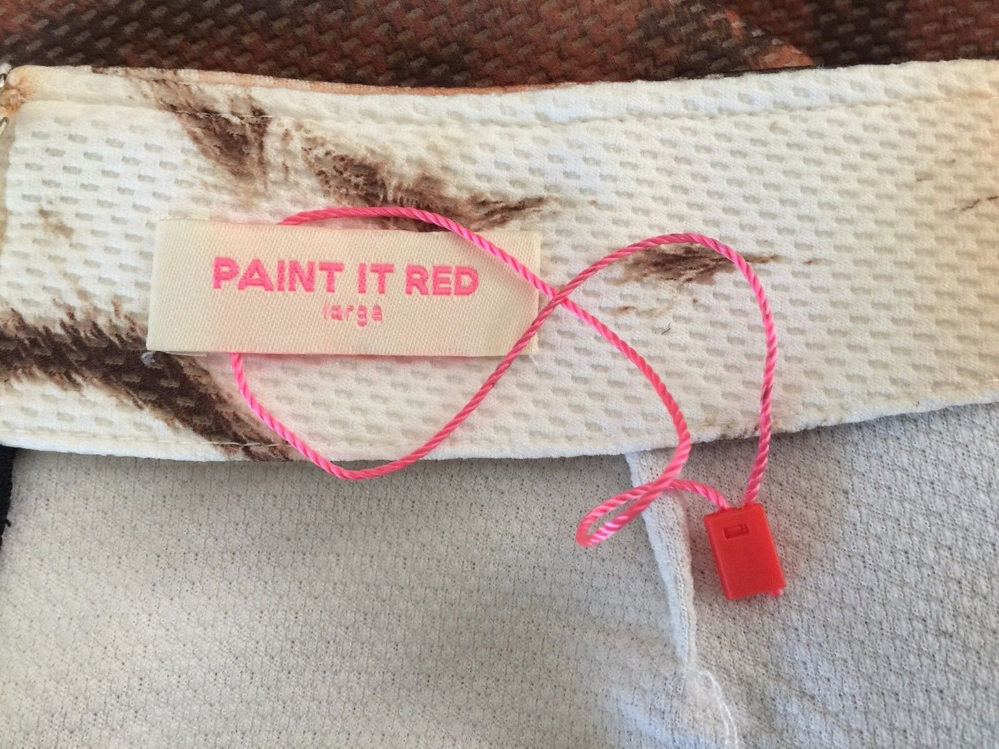 PAINT IT RED Mini Skirt Stretch Scalloped Hem  Tiger Print  Size L 10 12 NEW