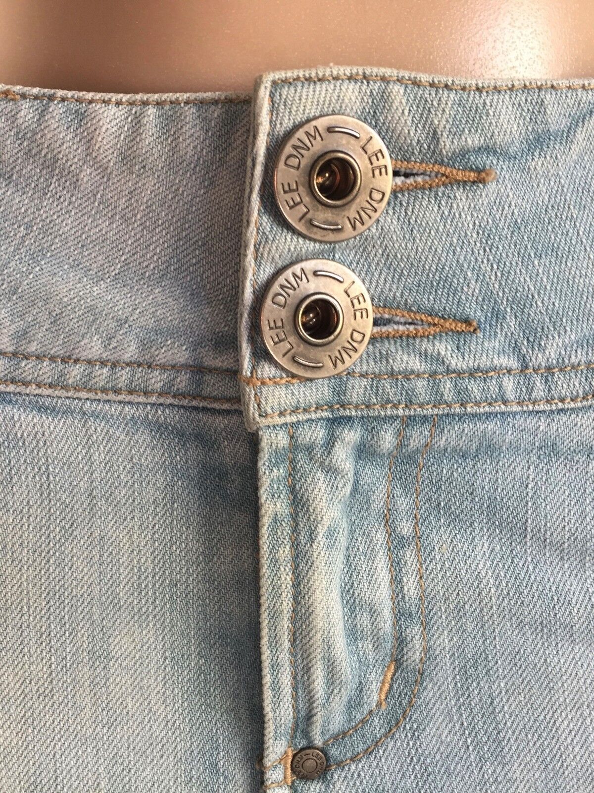 LEE Denim Skirt Faded Blue Jeans Ultra Mini Skirt Ladies Size 10 Retro Vintage