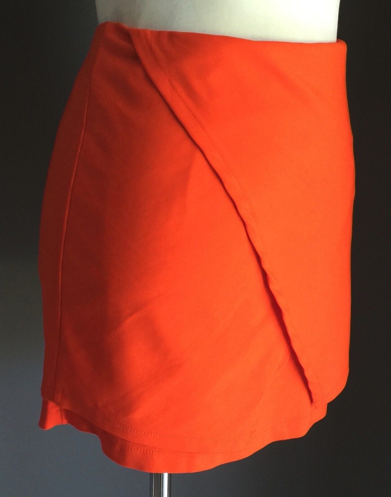 PAPER HEART Mini Skirt Orange Sarong Look Thick Stretch Flap Size 8 10 Sexy NEW