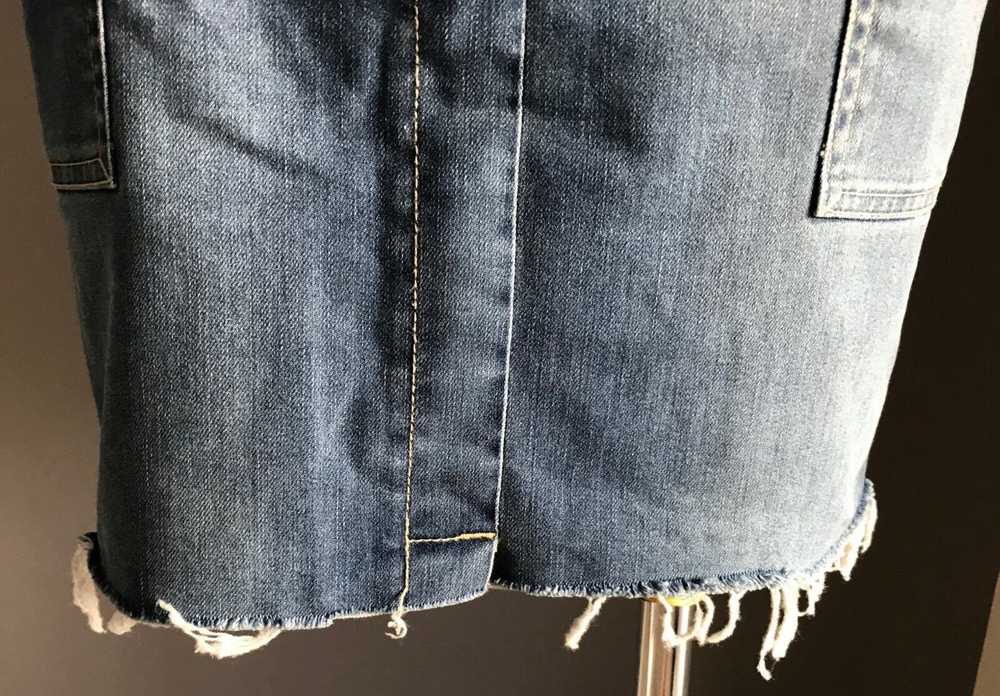 MIX Denim Skirt Mini Blue Jeans Fray Hem Ladies Size 10 Retro