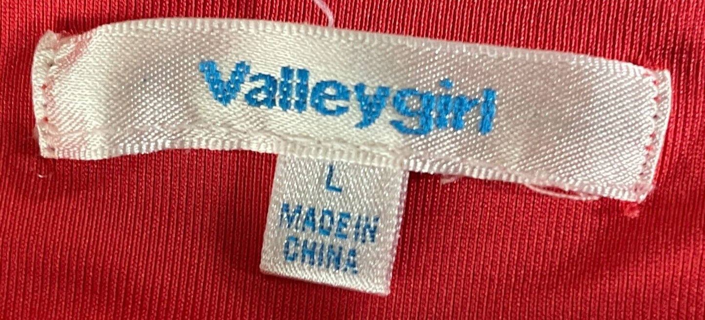 VALLEYGIRL Mini Skirt Coral Orange Cross Over Tier Stretch Size L 10