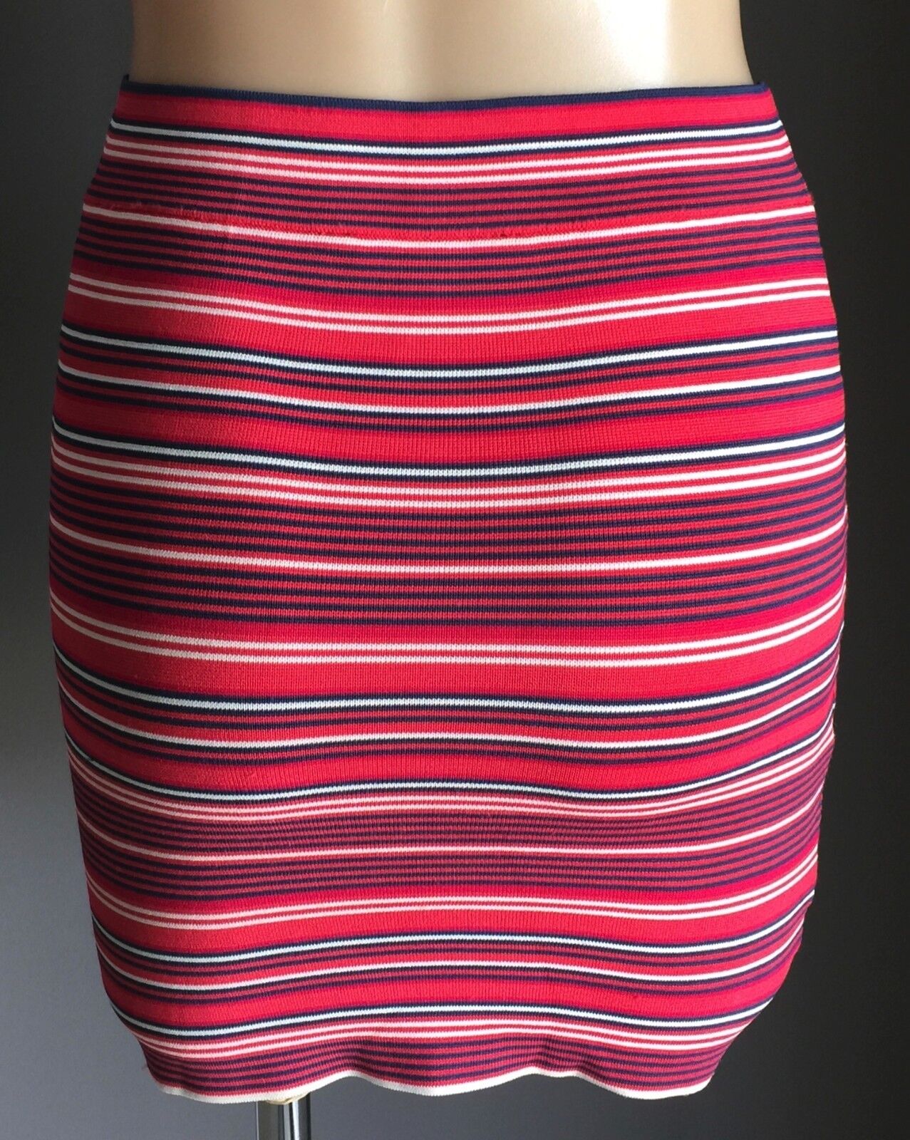 BCBGMAXAZRIA "Ivy" Mini Skirt Stripe Bandage Designer Pull On Size S 10 NEW