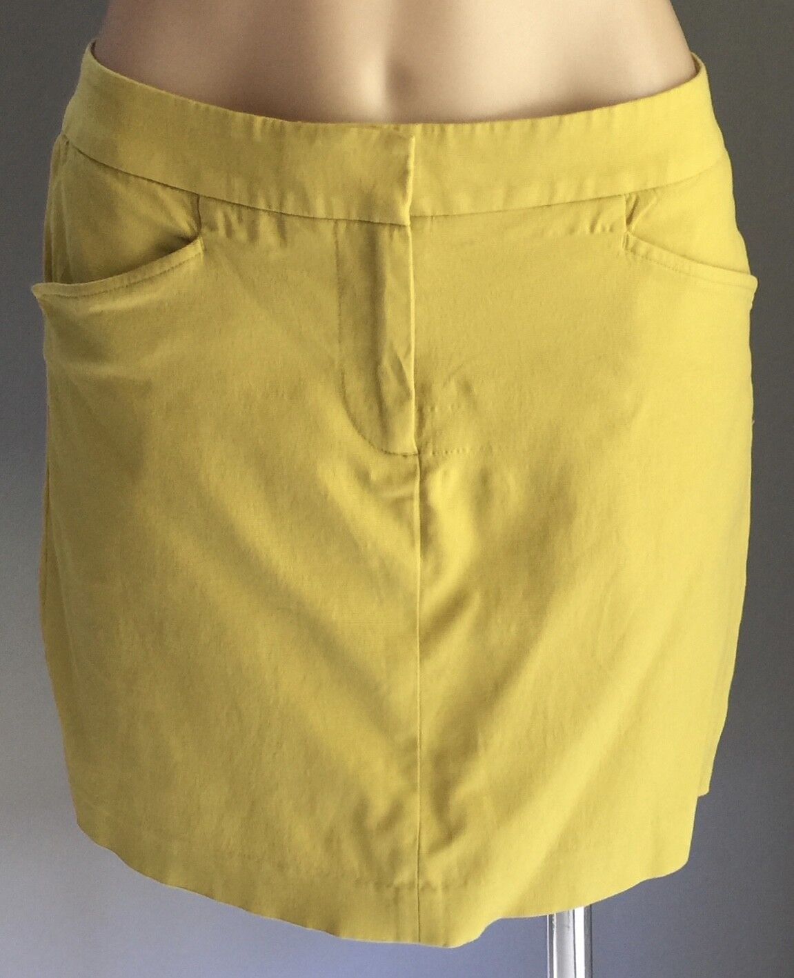 SABA Mini Skirt Mustard Yellow Straight Linen Look Size 10 Gorgeous Luxe NEW