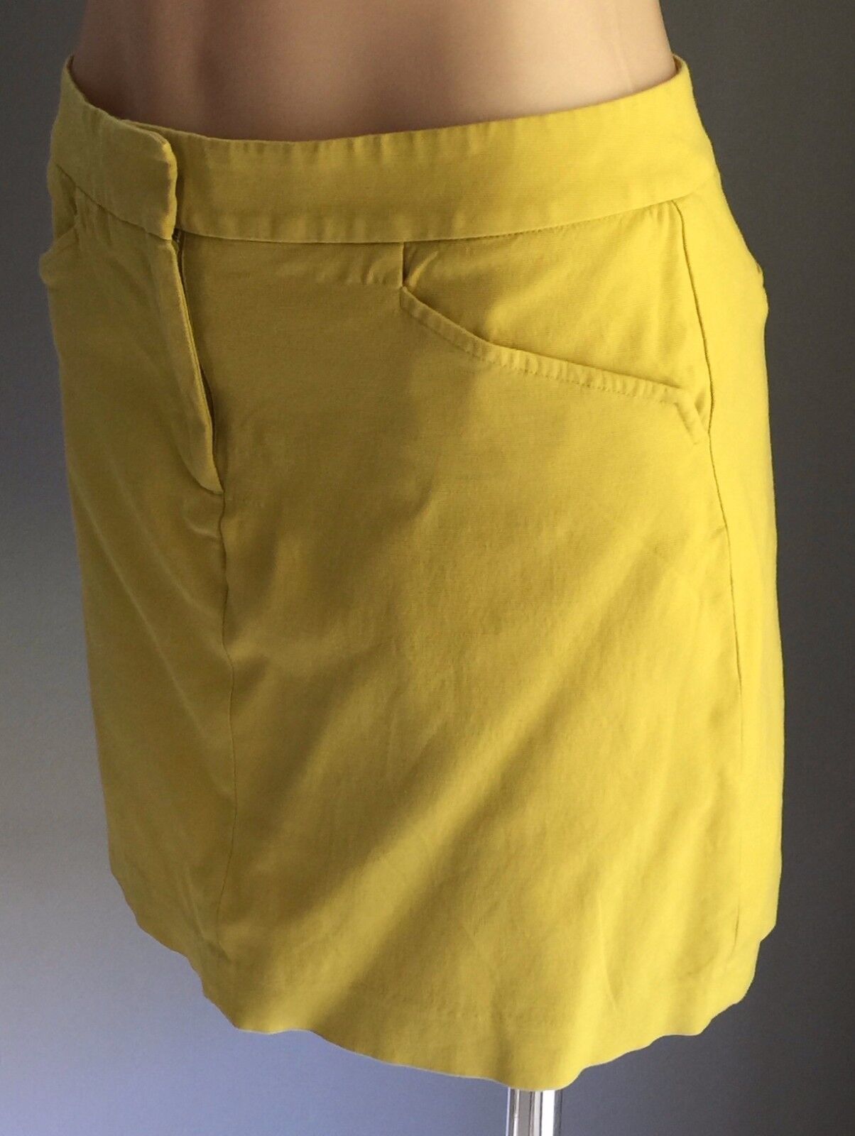 SABA Mini Skirt Mustard Yellow Straight Linen Look Size 10 Gorgeous Luxe NEW