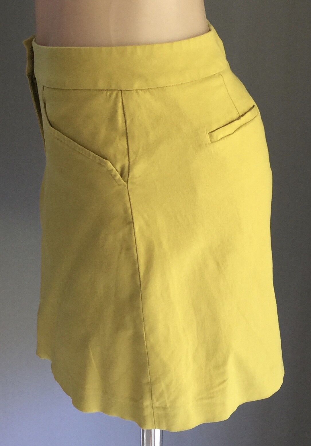 SABA Mini Skirt Mustard Yellow Straight Linen Look Size 10 Gorgeous Luxe NEW