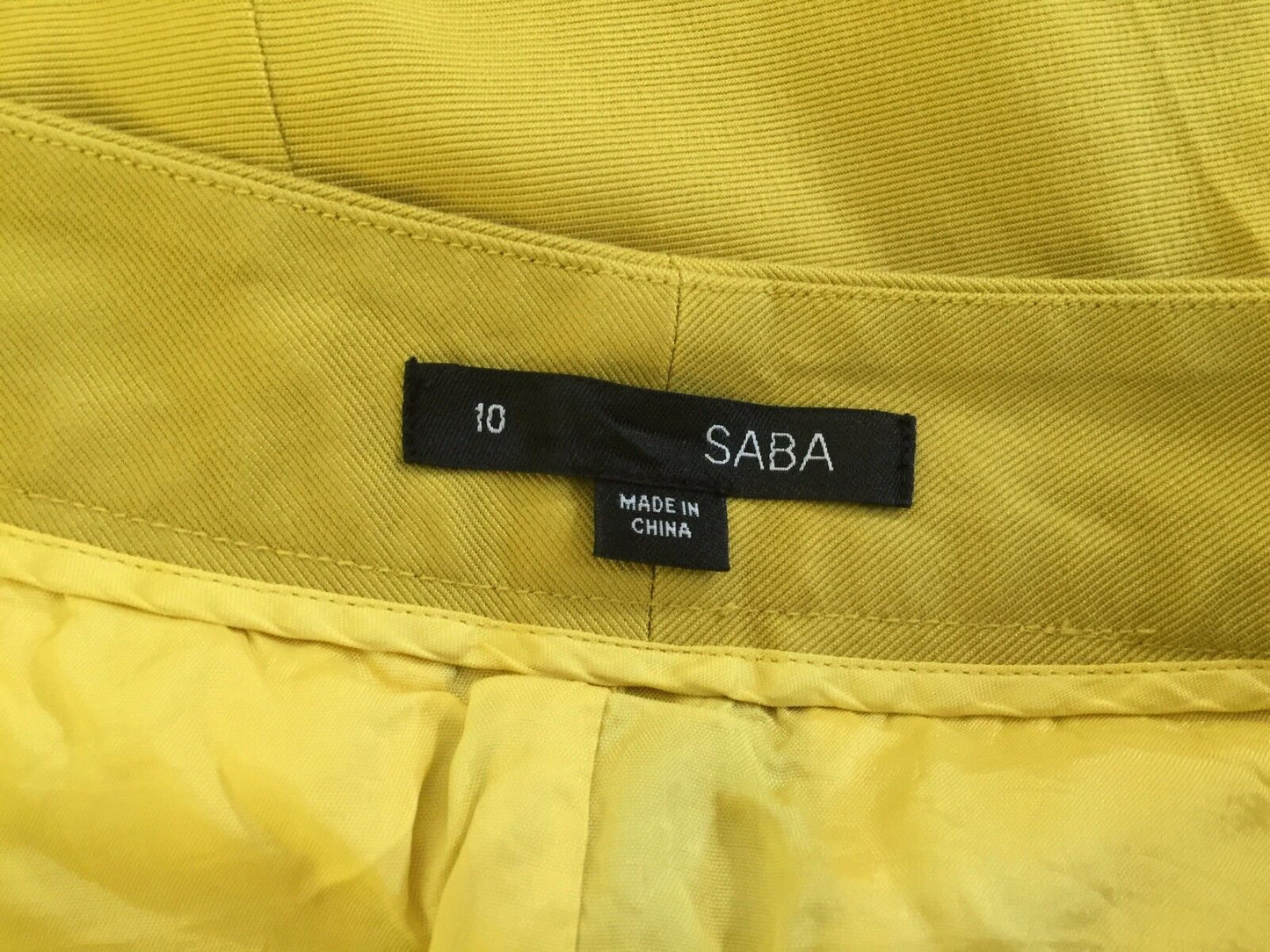 SABA Mini Skirt Mustard Yellow Straight Linen Look Size 10 Gorgeous Luxe NEW