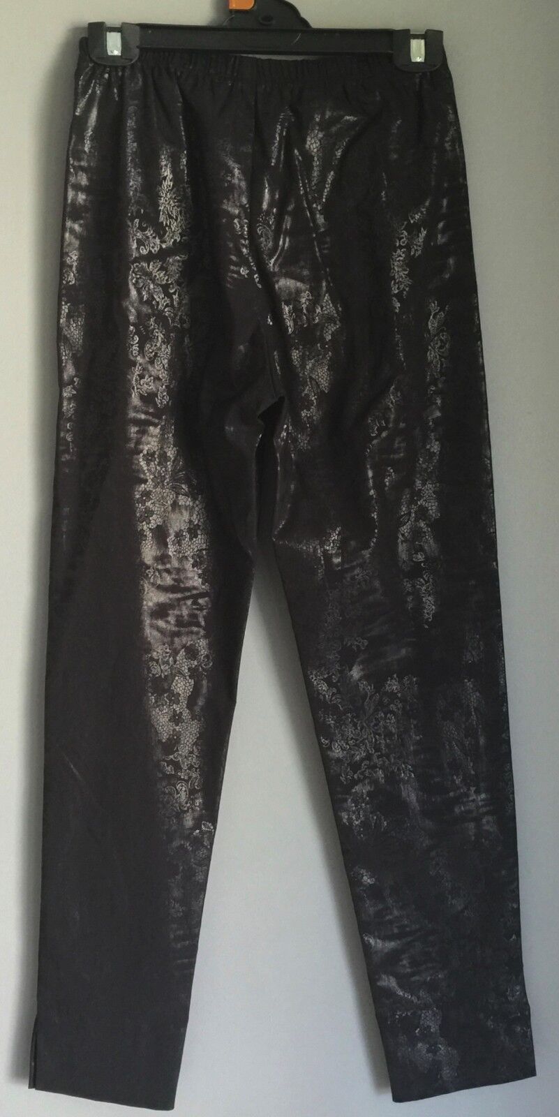 ANDIAMO Jeggings Lacquer Slim Pull On Wet Look Black Pants Ladies Size 8 NEW