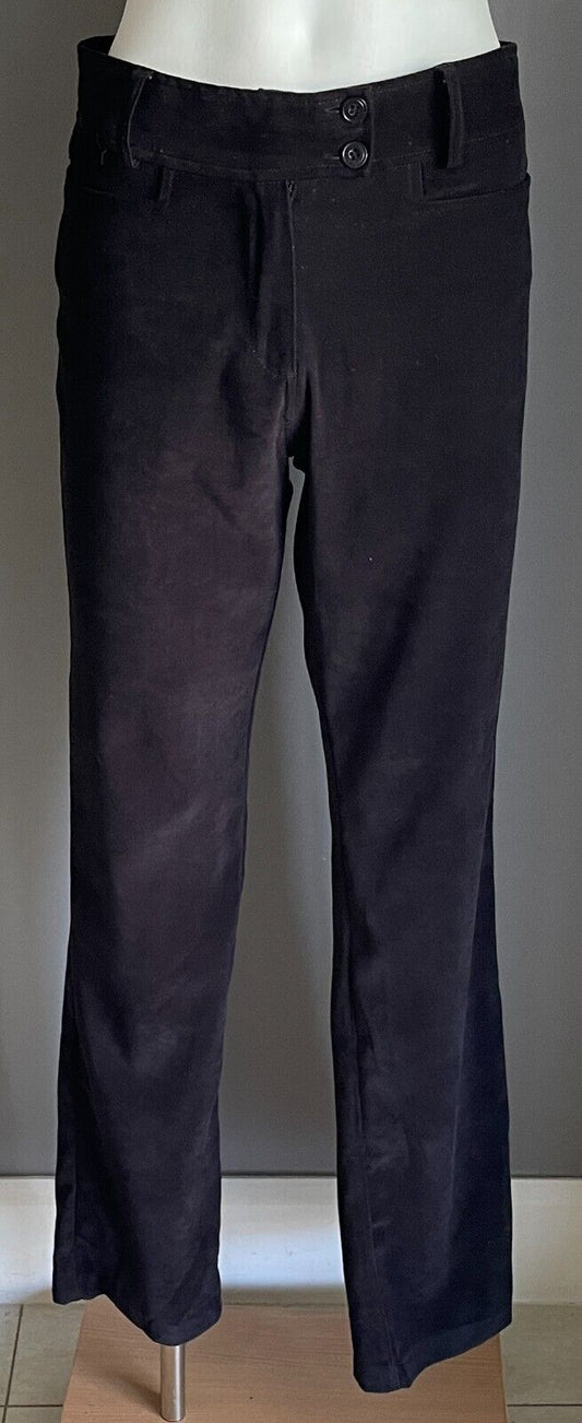 JAY JAY'S Pants Black Velour Slim Leg Full Length Trousers Ladies Size 8 Retro