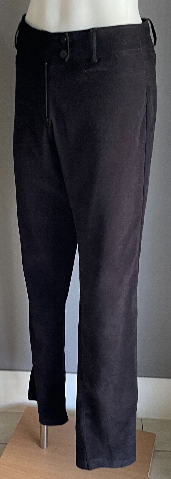 JAY JAY'S Pants Black Velour Slim Leg Full Length Trousers Ladies Size 8 Retro