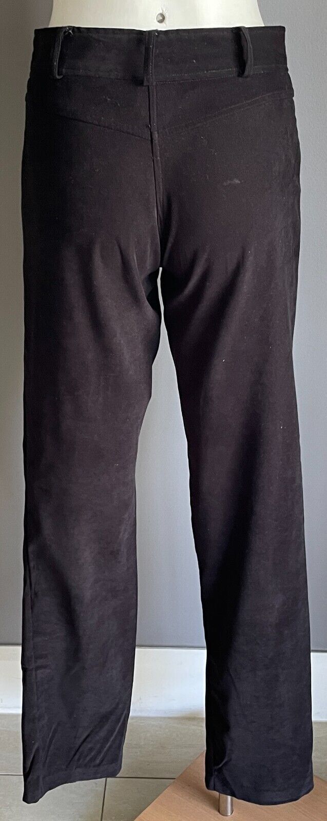 JAY JAY'S Pants Black Velour Slim Leg Full Length Trousers Ladies Size 8 Retro